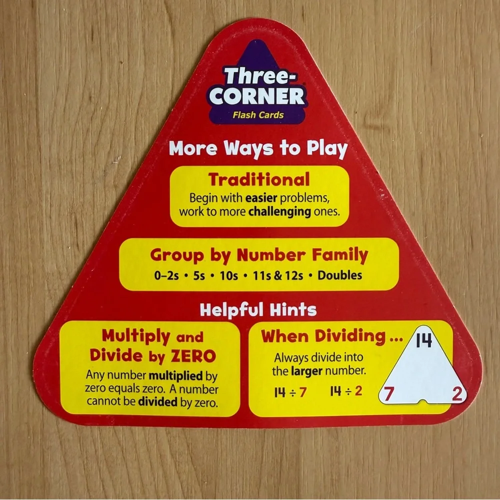 Lot of 2 Three-Corner Flash Cards: Addition/Subtraction, Multiplication/Division